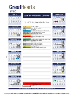 2018-2019 Academic Calendar - Great Hearts Irving, Serving Grades K-12 2018-2019 Academic Calendar - Great Hearts Irving, Serving Grades K-12